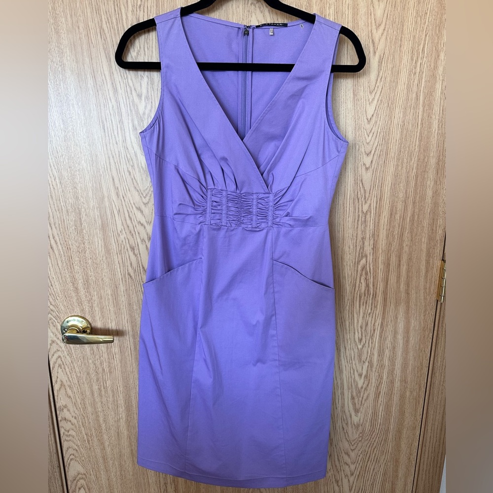 New Elie Tahari Lavender Cotton Front Pocket Fitted Waist Dress Women’s 4